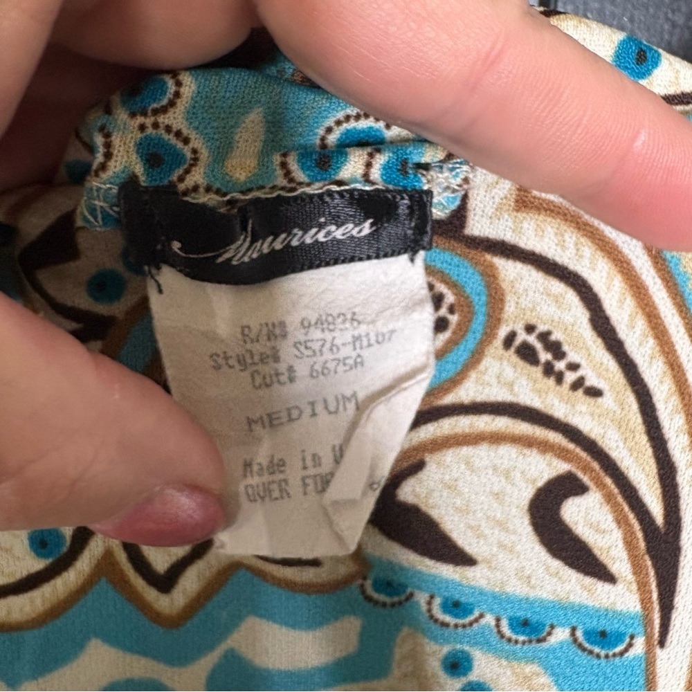 Maurices Y2K Paisley Long Sleeve Scoop Neck Boho Top Size Medium - Picture 2 of 6